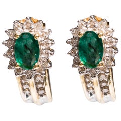 1.0 Carat Oval Cut Emerald Diamond Clip-On Stud Earrings 14 Karat Yellow Gold