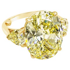10 Carat Oval Diamond Ring Fancy Yellow 14K Gold A Crown-Worthy Fancy Rarity