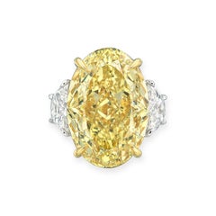 10 Carat Oval Statement Fancy Yellow 14K White Gold Rare Fancy-Color Splendour