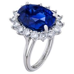 10 Carat Oval Statement Royal Blue Sapphire 14K Gold Unparalleled Brilliance