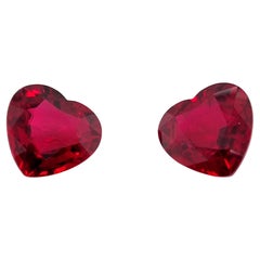 10 carats Paire de rubis sang de pigeon en forme de coeur