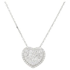 1.0 Carat Pave Diamond Heart Necklace 18 Karat En Stock