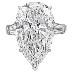 10 Carat Pear Diamond Ring Brilliant White 18K Gold Collector’s Grade Grandeur