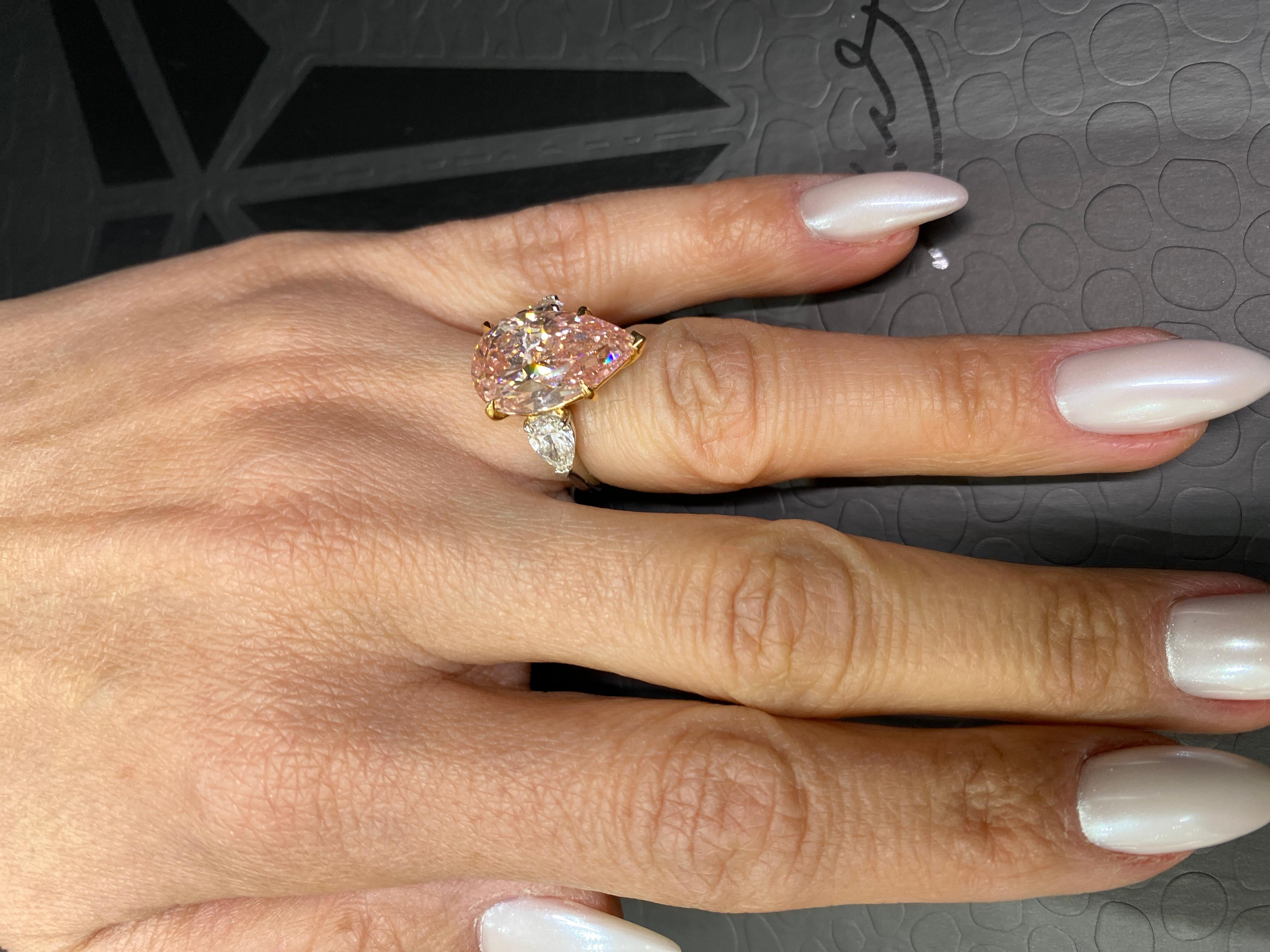 10 Carat Pear Shape Diamond Engagement Ring GIA Certified FIPP VVS2 For Sale 3