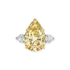 10 Carat Pear Statement Fancy Yellow 14K White Gold A Crown-Worthy Fancy Rarity