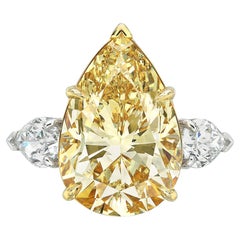 10 Carat Pear Statement Fancy Yellow 14K White Gold A Crown-Worthy Fancy Rarity