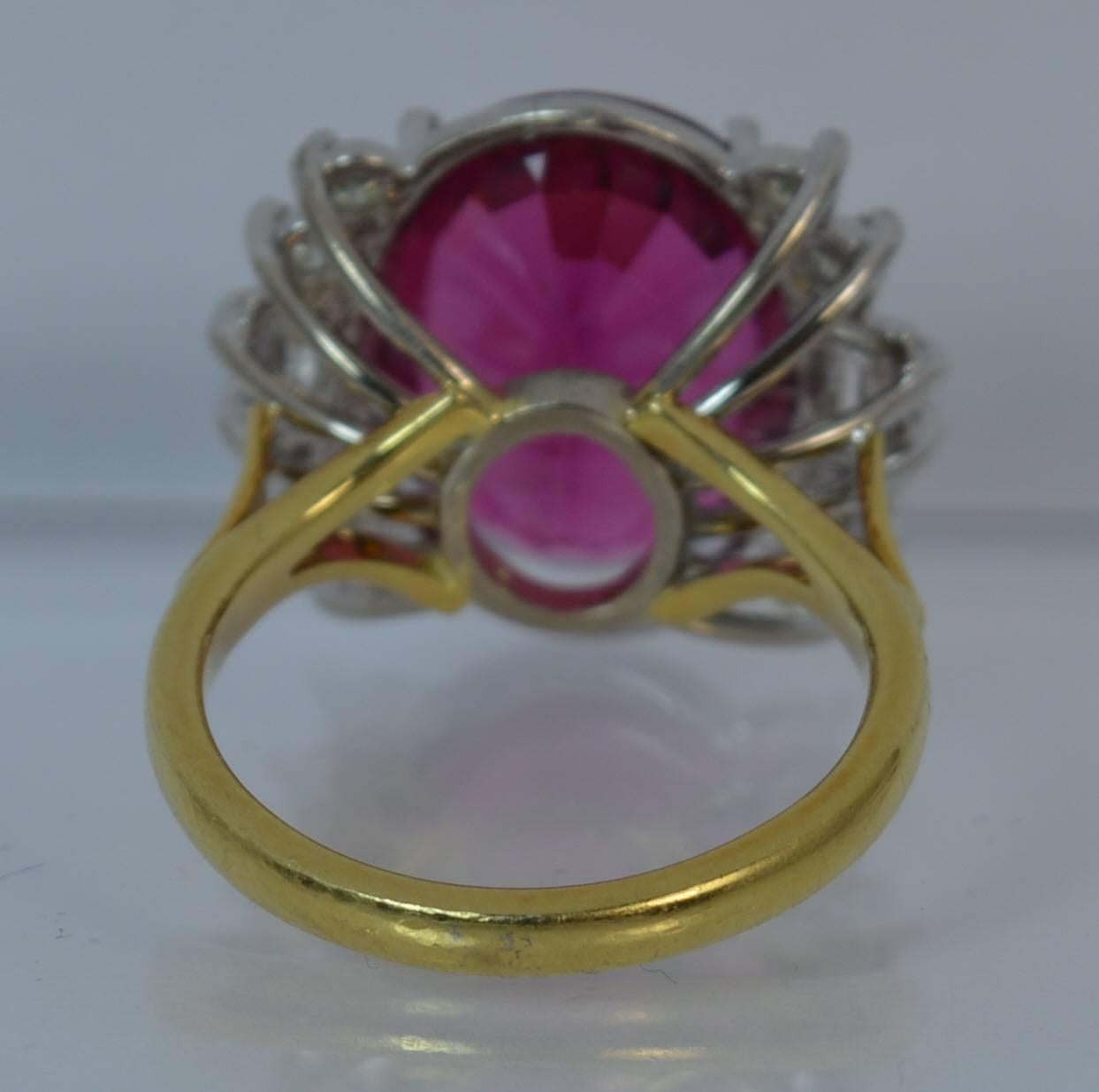 10 Carat Pink Tourmaline and VS Diamond 18 Carat Gold Cluster Ring 1