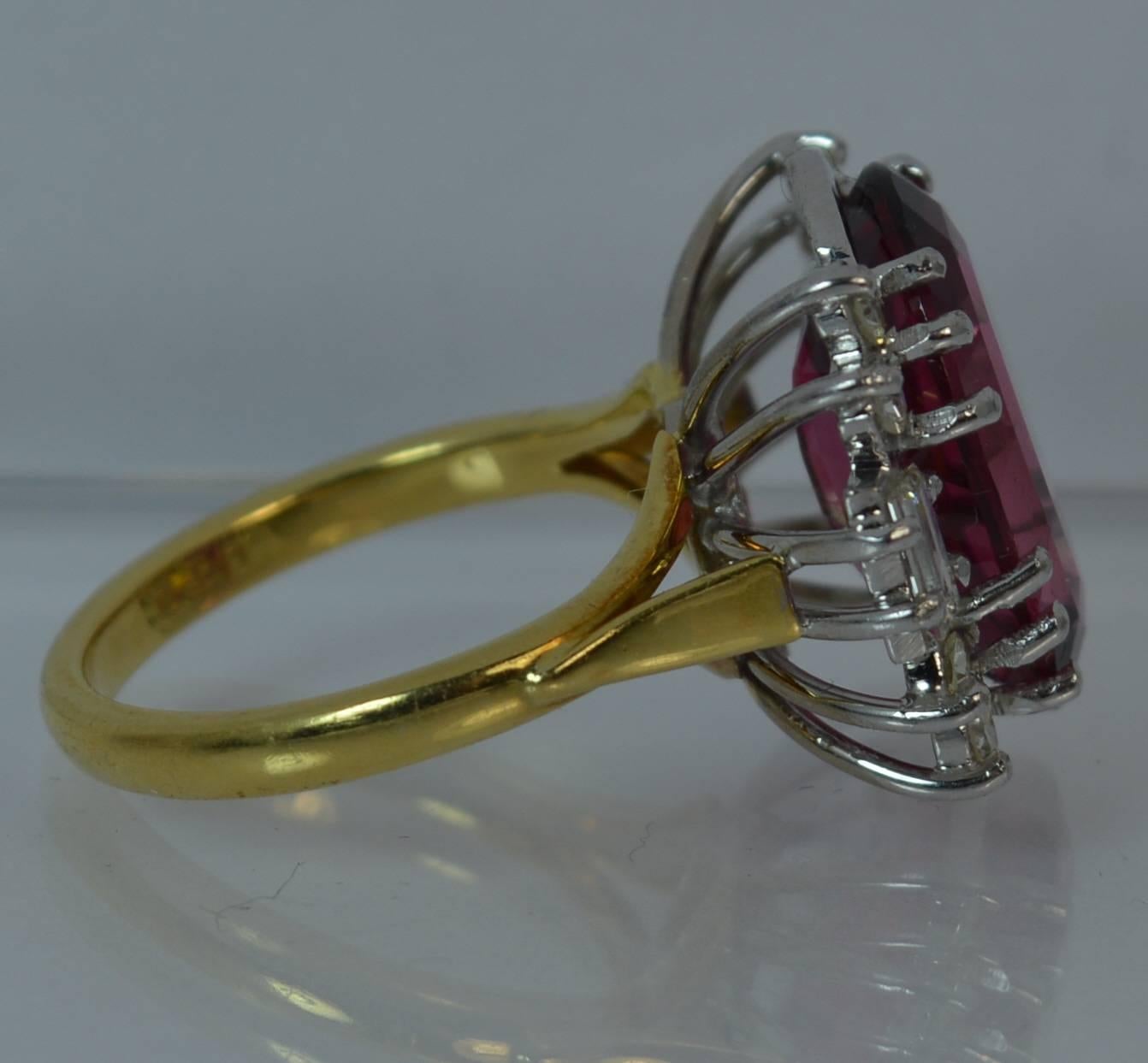 10 Carat Pink Tourmaline and VS Diamond 18 Carat Gold Cluster Ring 2
