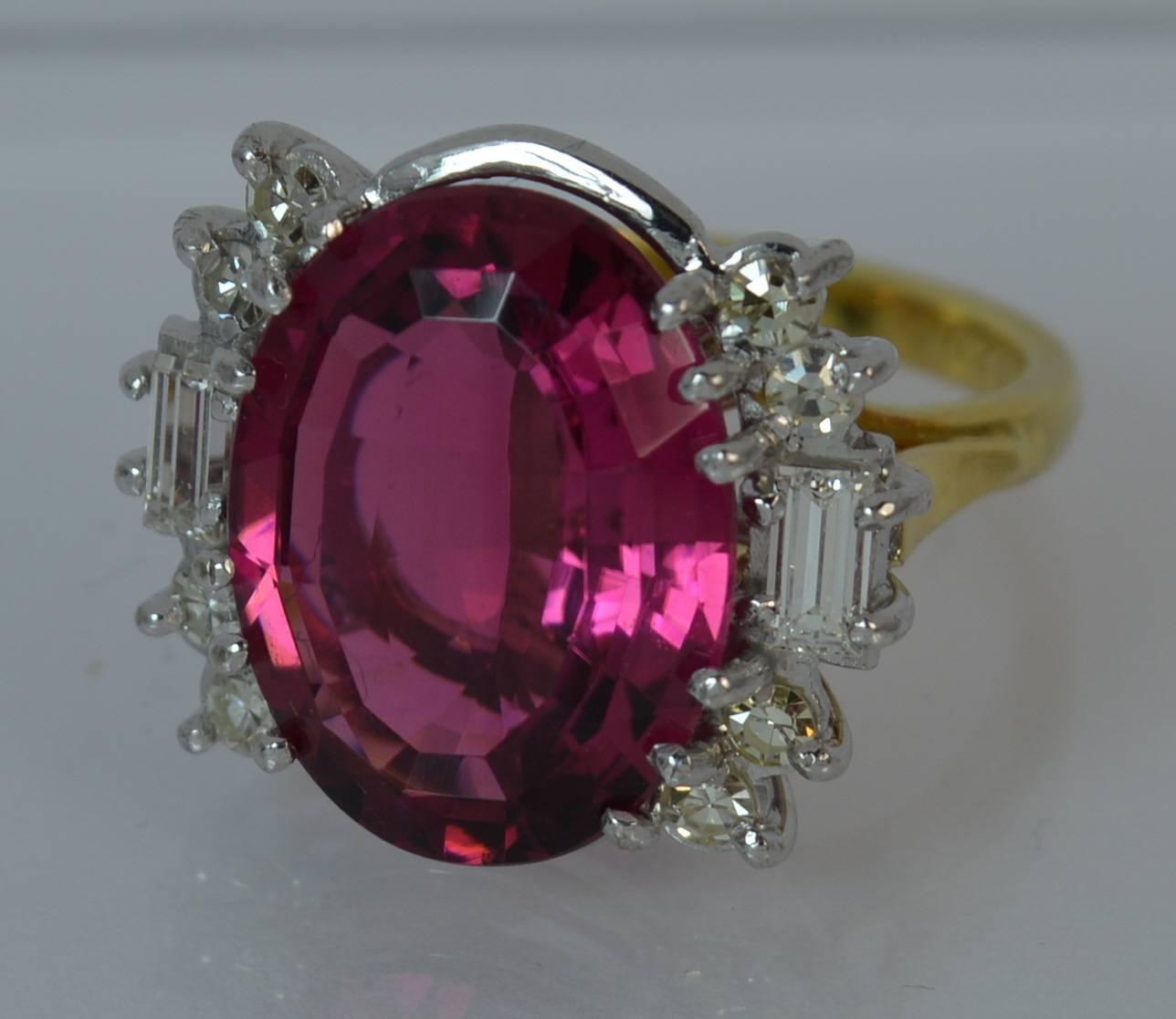 10 Carat Pink Tourmaline and VS Diamond 18 Carat Gold Cluster Ring 3