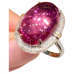 10 Carat Pink Tourmaline Diamond Ring in 18K Gold