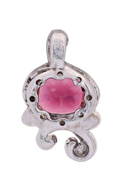 10 Carat Pink Tourmaline Swirl Floral Modern Pendant 14K White Gold