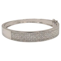 10 Carat Princess Cut Diamond 18k White Gold Bangle Bracelet