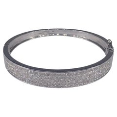 10 Carat Princess Cut Diamond 18k White Gold Bangle Bracelet