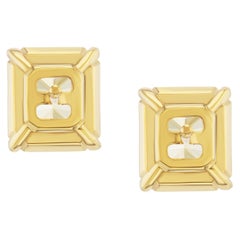 10 Carat Radiant Brilliant Diamond earring Fancy Yellow 18K Gold