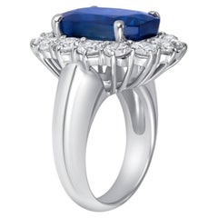 10 Carat Radiant Halo Diamond Ring Royal Blue Sapphire 18K Gold Iconic Presence