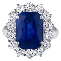 10 Carat Radiant Halo Diamond Ring Royal Blue Sapphire 18K Gold Iconic Presence