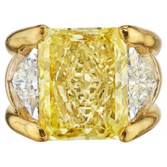 10 Carat Radiant Statement Fancy Yellow Gold Sunlit Royal Radiance Diamond Ring