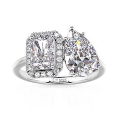 10 Carat Radiant Toi Et Moi Diamond Ring Brilliant White / D color FL/IF