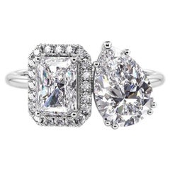 10 Carat Radiant Toi Et Moi Diamond Ring Brilliant White / D color FL/IF
