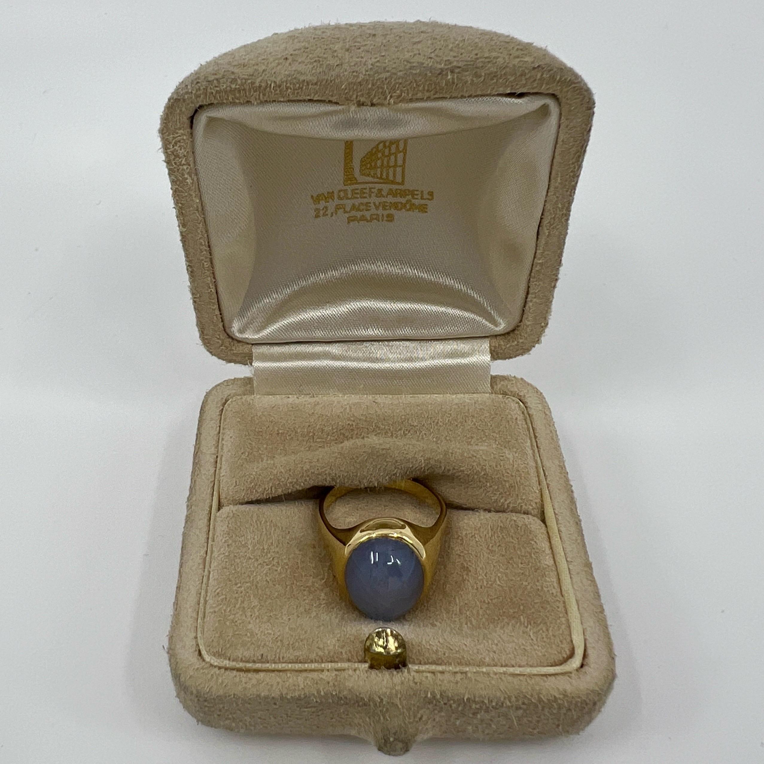 10 Carat Rare Vintage Van Cleef & Arpels Blue Sapphire 18k Gold Dome Signet Ring For Sale 9