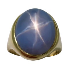 10 Carat Rare Vintage Van Cleef & Arpels Blue Sapphire 18k Gold Dome Signet Ring