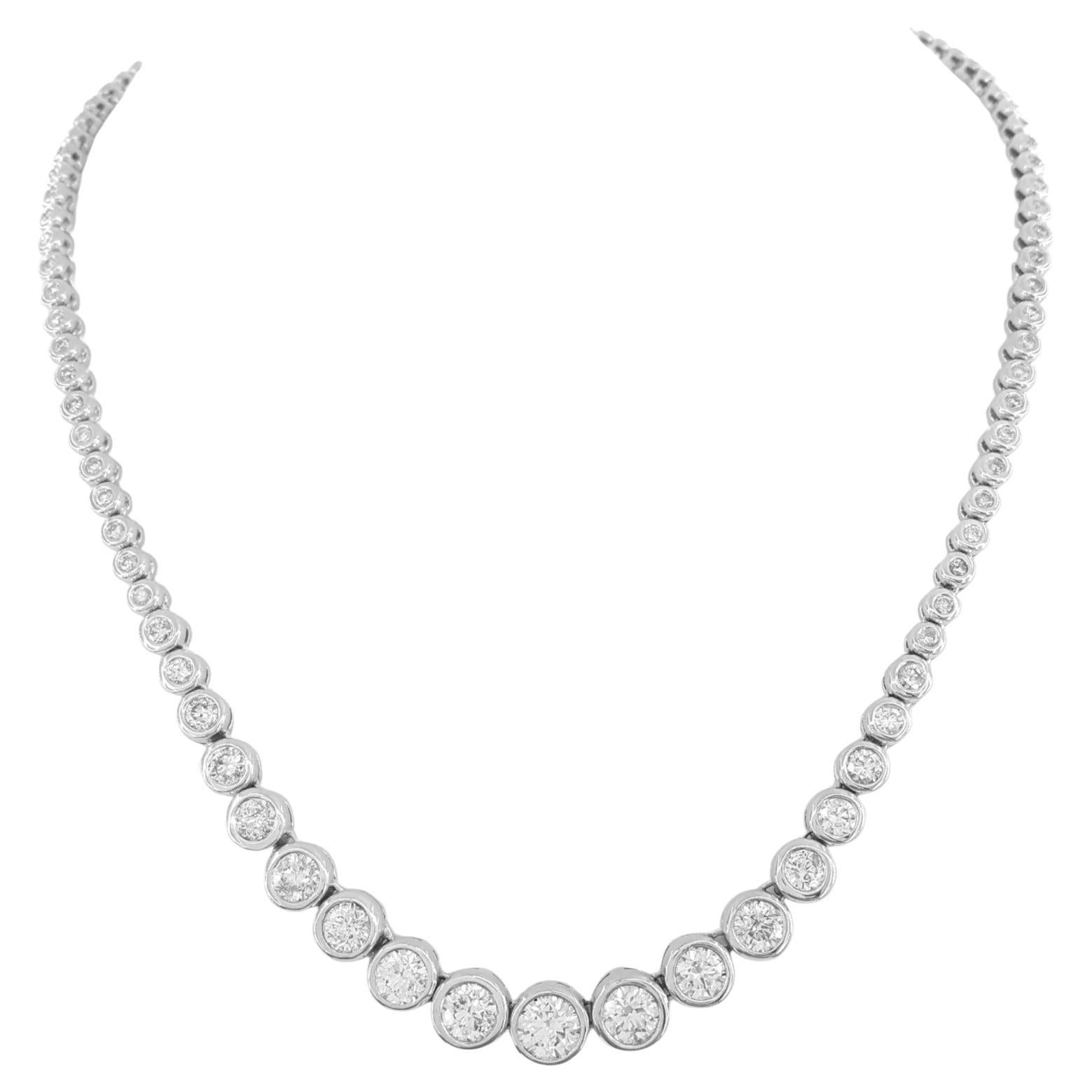 10 Carat Round Brilliant Cut Diamond Bezel Gold Necklace