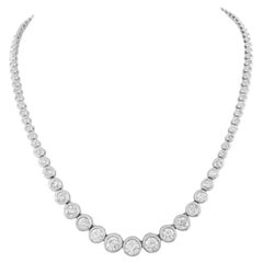 10 Carat Round Brilliant Cut Diamond Bezel Gold Necklace