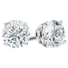 10 Carat Round Brilliant Cut Diamond Stud Earrings 18 Karat White Gold Setting