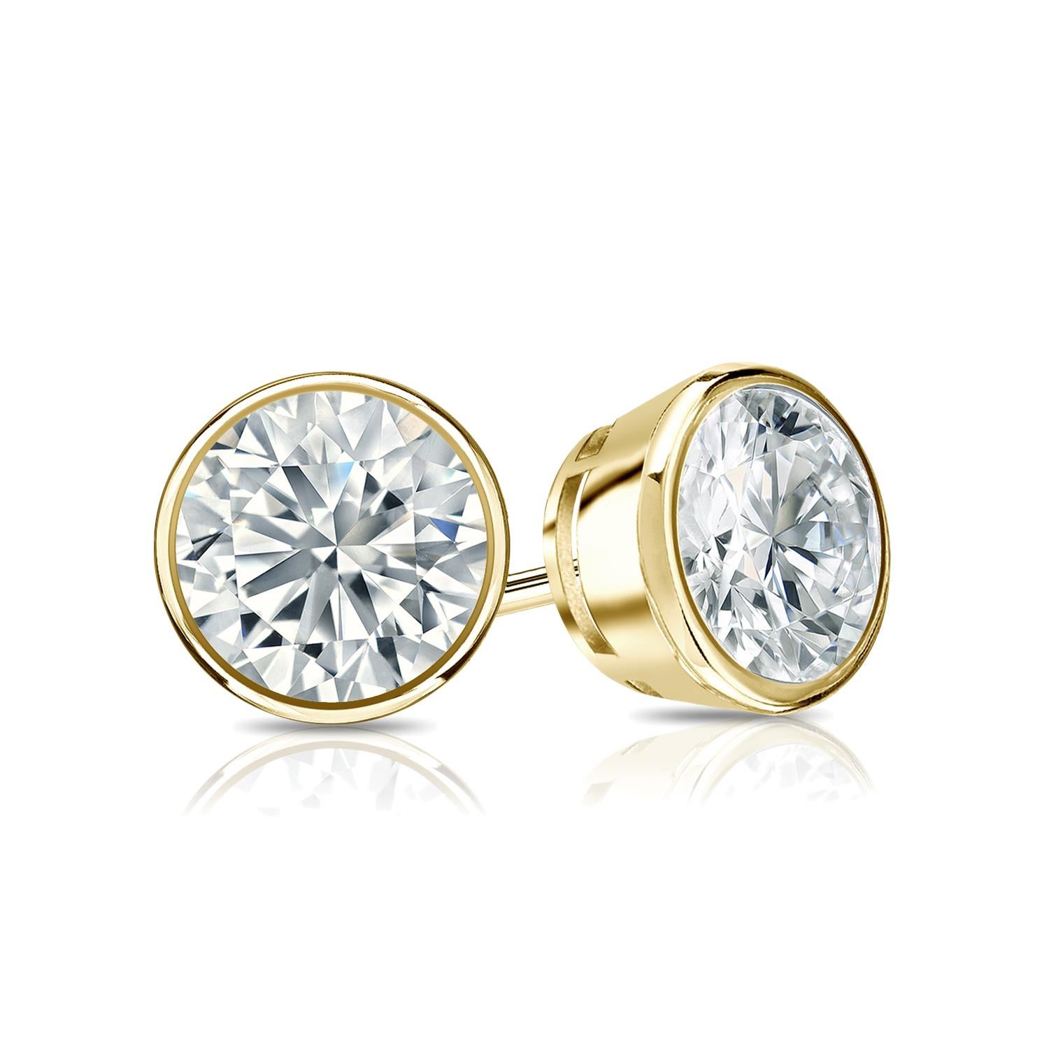 Women's or Men's 10 Carat Round Brilliant Cut Diamond Stud Earrings 18 Karat White Gold Setting For Sale