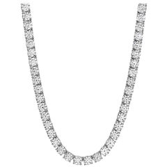 10 Karat runder Brillantschliff Diamant-Tennis-Halskette aus 18 Karat Weißgold