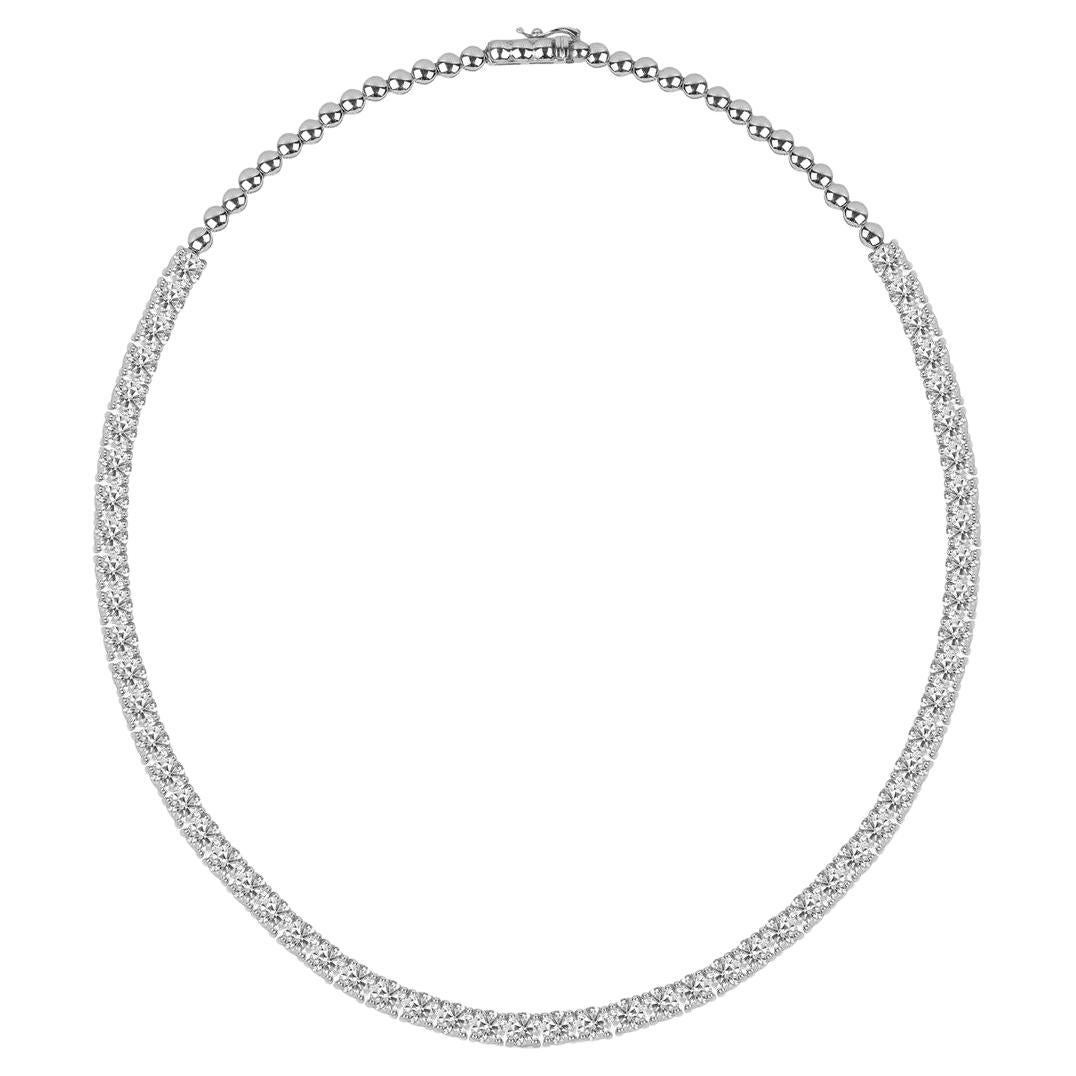 10 Carat Round Brilliant Cut Diamond Tennis Necklace Set in 18 Carat