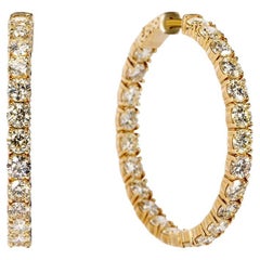 10 Carat Round Brilliant Diamond Hoop Earrings Certified