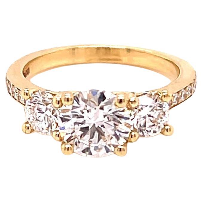 Anello con diamante tondo brillante da 1,0 carati in oro giallo 18 carati in vendita