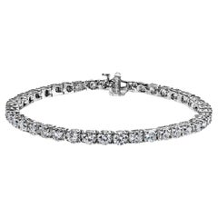 Bracelet tennis à rangée unique de diamants ronds et brillants de 10 carats certifiés