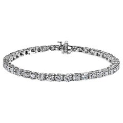 10 Carat Round Brilliant Single Row Diamond Tennis Bracelet Certified