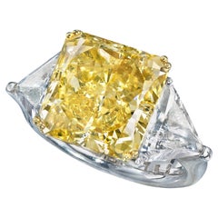 10 Carat Radiant   Fancy Yellow 14K Gold Sunlit Royal Radiance  Diamond Ring