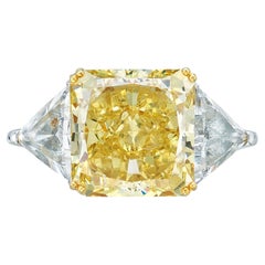 10 Carat Radiant   Fancy Yellow 14K Gold Sunlit Royal Radiance  Diamond Ring