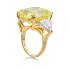 10 Carat Round Brilliant Statement Fancy intense Yellow 14K White Gold