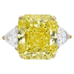 10 Carat Round Brilliant Statement Fancy intense Yellow 14K White Gold