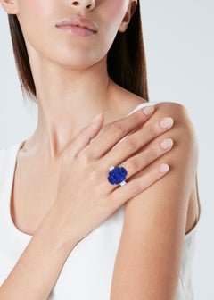 10 Carat Round Brilliant Statement Royal Blue Sapphire 14K White Gold