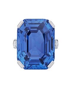 10 Carat  Brilliant Statement Royal Blue Sapphire 14K White Gold ring