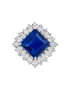 10 Carat Round Brilliant Statement Royal Blue Sapphire 14K White Gold