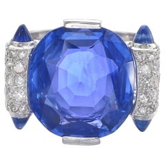 10 Carat Round Brilliant Statement Royal Blue Sapphire 14K White Gold