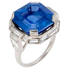 10 Carat Assher Brilliant Statement Royal Blue Sapphire 14K White Gold