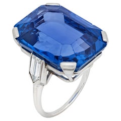 10 Carat  Brilliant Statement Royal Blue Sapphire 14K White Gold ring