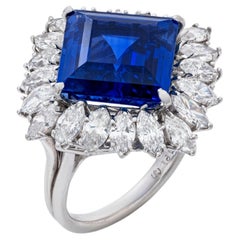 10 Carat Round Brilliant Statement Royal Blue Sapphire 14K White Gold