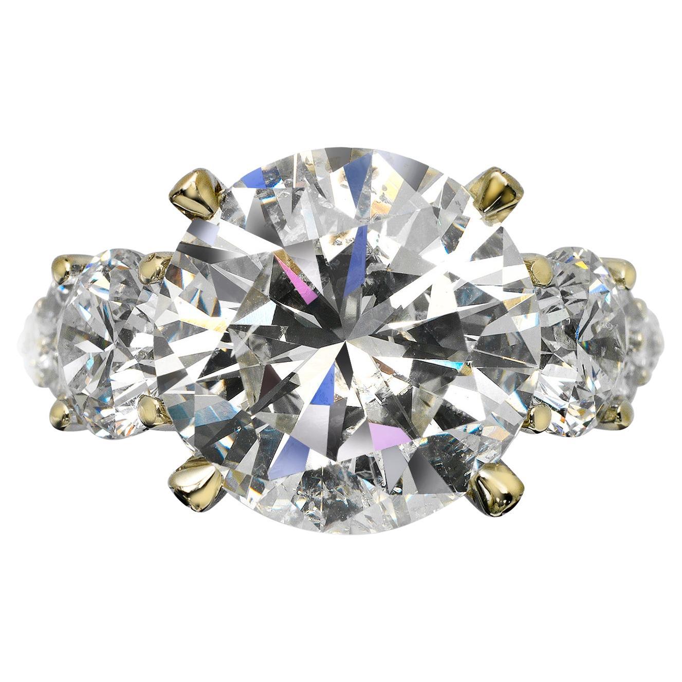 Bague de fiançailles en diamant rond de 10 carats certifié GIA, H SI1