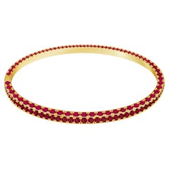 10 Carat Ruby 18 Karat Yellow Gold Bangle "Art Deco" Collection by D&A