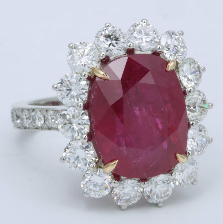 10 Carat Ruby and Diamond Cocktail Ring For Sale at 1stDibs