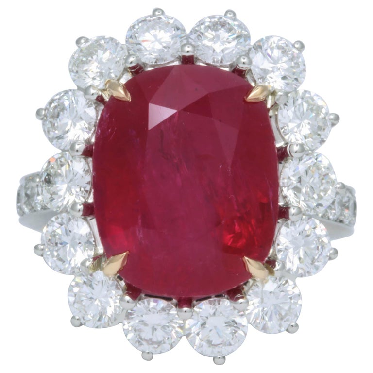 10 Carat Ruby and Diamond Cocktail Ring For Sale at 1stDibs | burmese ruby  10 carat, 10 carat ruby ring, 10 ct ruby ring